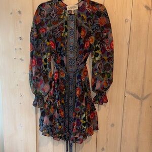 SALONI Navy Floral Button-Front Mini Dress